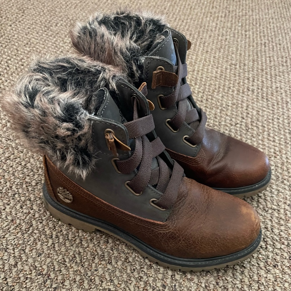 Timberland Furry Leather Boots - EUC